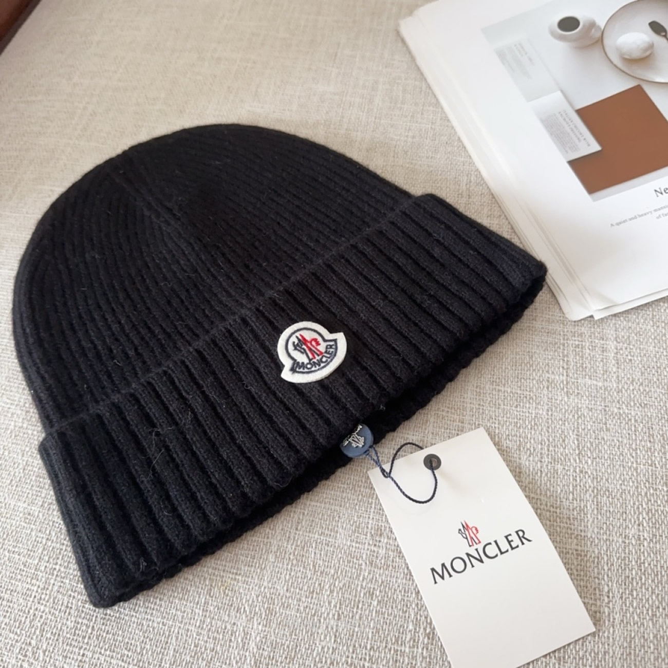 Moncler Logo Patch Beanie Black (2) - newkick.org